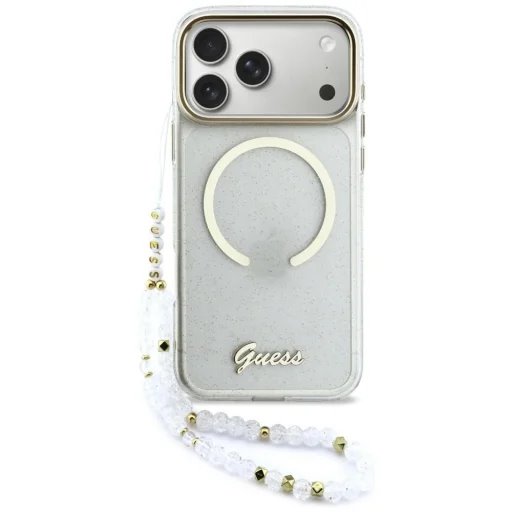 Guess IML Glitter Script Strap MagSafe kryt iPhone 17 Pro Max biely 57983128959