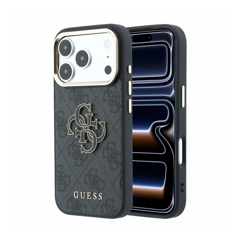 Guess PU 4G Resin Metal Logo kryt iPhone 18 Pro čierny 57983131132