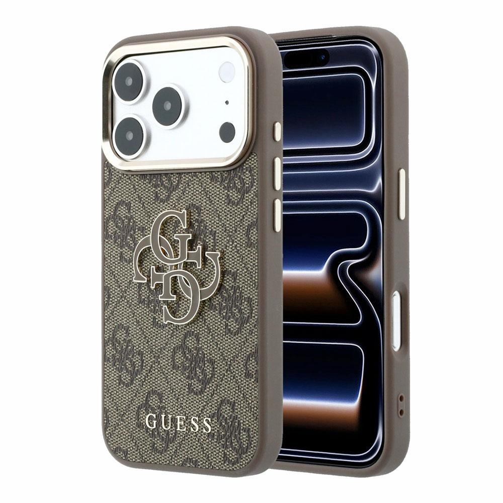 Guess PU 4G Resin Metal Logo kryt iPhone 18 Pro Max hnedý 57983131137