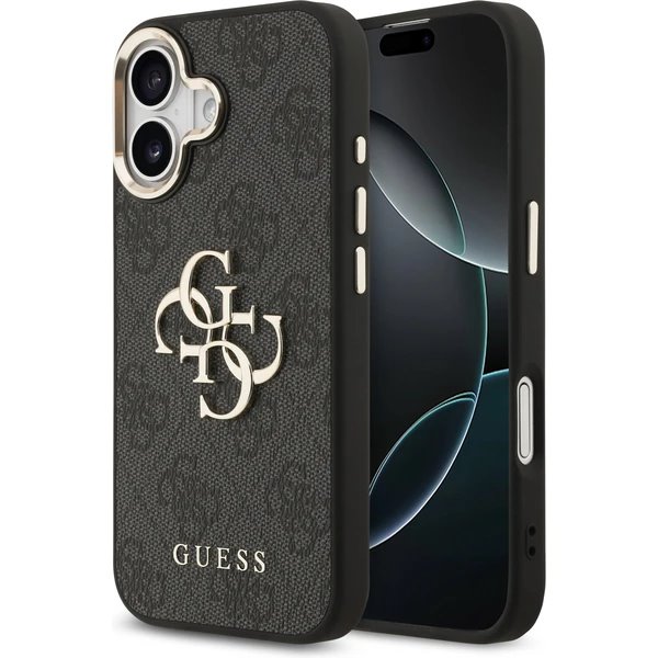 Guess PU Leather 4G Metal Logo Gold Frame kryt iPhone 17 čierny 57983127118