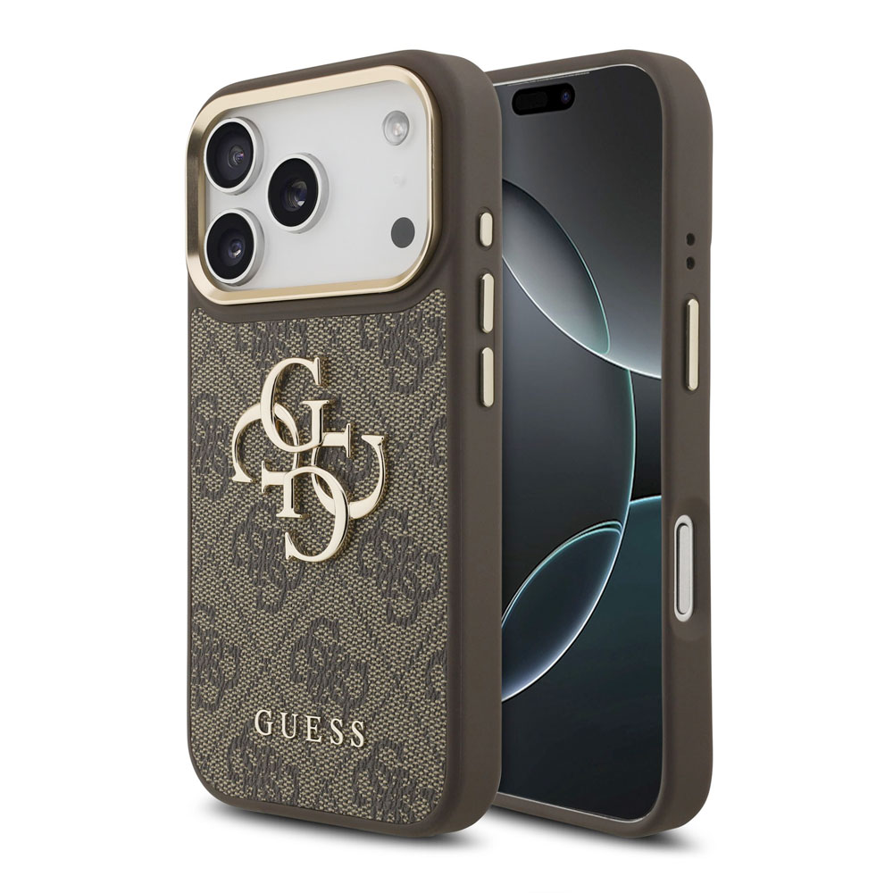 Guess PU Leather 4G Metal Logo Gold Frame kryt iPhone 18 Pro hnedý 57983131205