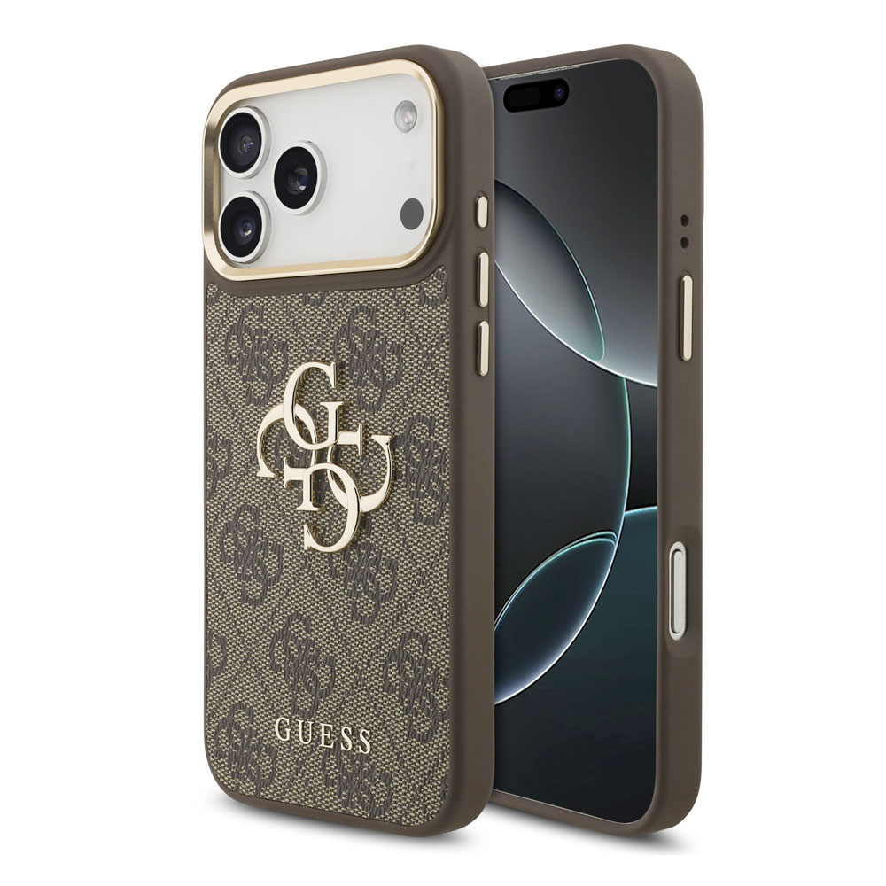 Guess PU Leather 4G Metal Logo Gold Frame kryt iPhone 18 Pro Max hnedý 57983131206
