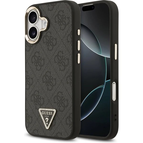 Guess PU Leather 4G Strass Triangle Logo Gold Frame MagSafe kryt iPhone 17 čierny 57983127106