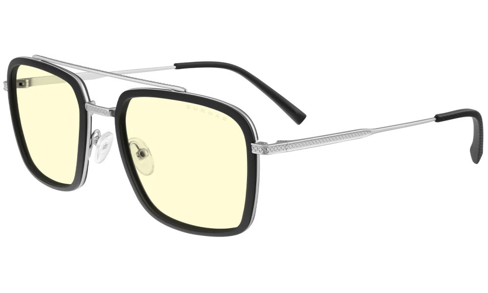 GUNNAR kancelářske/herní brýle BARRON SILVER jantarová skla BLF 65 GUNNAR focus BAR-05001