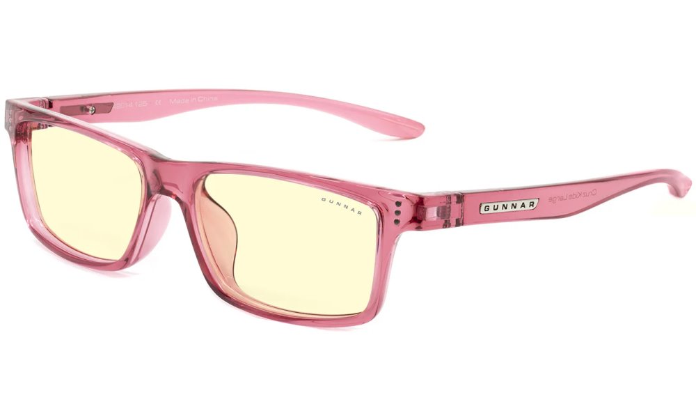 GUNNAR kancelářske/herní brýle CRUZ KIDS LARGE (8-12) PINK jantarová skla BLF 65 NATURAL focus CRU-10101