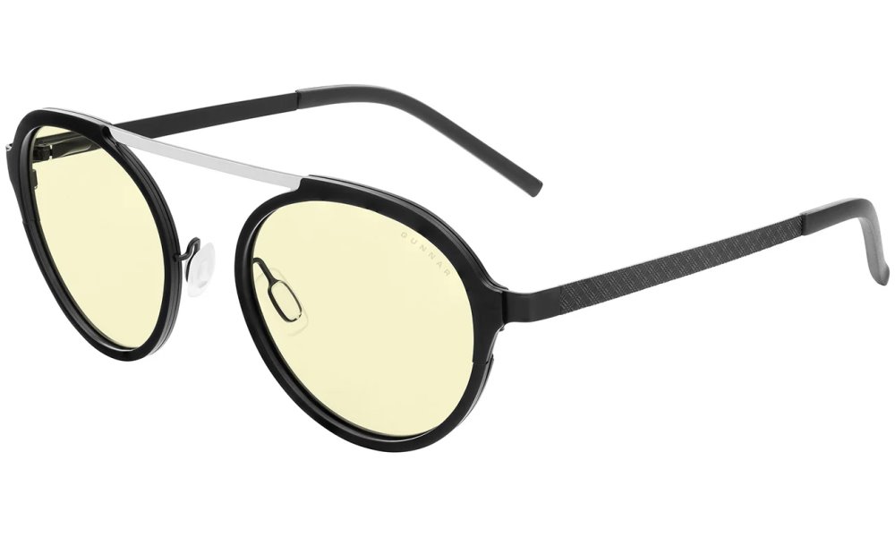 GUNNAR kancelářske/herní brýle PACIFICA ONYX-SILVER jantarová skla BLF 65 GUNNAR focus PAC-01001