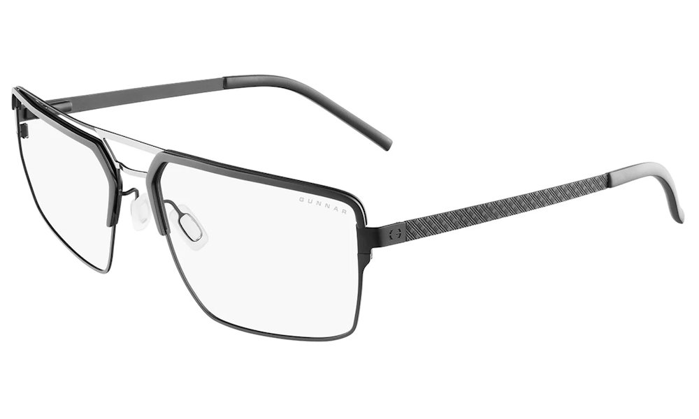 GUNNAR kancelářske/herní brýle PINNACLES ONYX-SILVER čirá skla-PRO BLF 35 GUNNAR focus PIN-04430