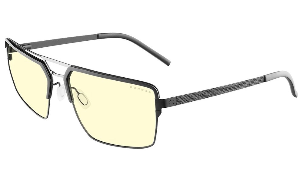 GUNNAR kancelářske/herní brýle PINNACLES ONYX-SILVER jantarová skla BLF 65 GUNNAR focus PIN-04401