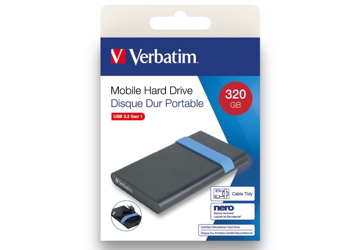 HDD 2.5" 320GB USB 3.2 Gen 1, recertifikovaný pevný disk Verbatim 0023942531104