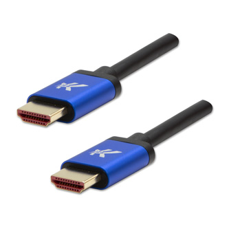 HDMI M- HDMI M, Ultra High Speed, 2m, pozlatené konektory, hliníkové prevedenie krytky, modrý, Logo KM0201HL3CBL