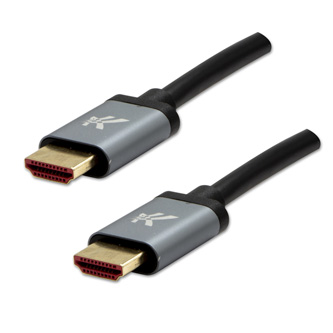 HDMI M- HDMI M, Ultra High Speed, 2m, pozlatené konektory, hliníkové prevedenie krytky, šedý, Logo, KM0201HL3ABL