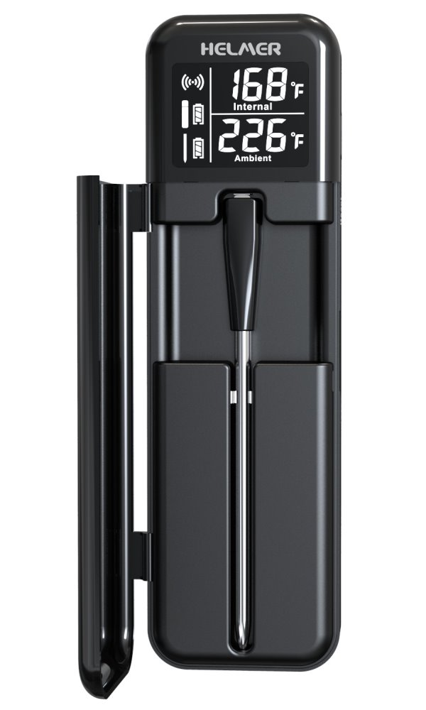 HELMER chytrý bezdrátový kuchyňský teploměr s jednou sondou TM 27/ LCD displej/ –10 až 100 °C/ Bluetooth/ černý Hlmtm27
