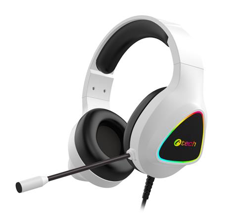 Herní sluchátka C-TECH Midas (GHS-17W), casual gaming, RGB podsvícení, bílá