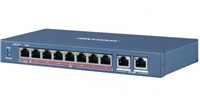 HIKVISION DS-3E0310HP-E switch 8x100TX PoE (1xHi-PoE- 60W) + 2x Gb, 110W - dosah až 250m