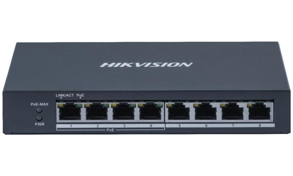 Hikvision DS-3E0508P-O, 8 portový PoE switch 10/100/1000Mbps