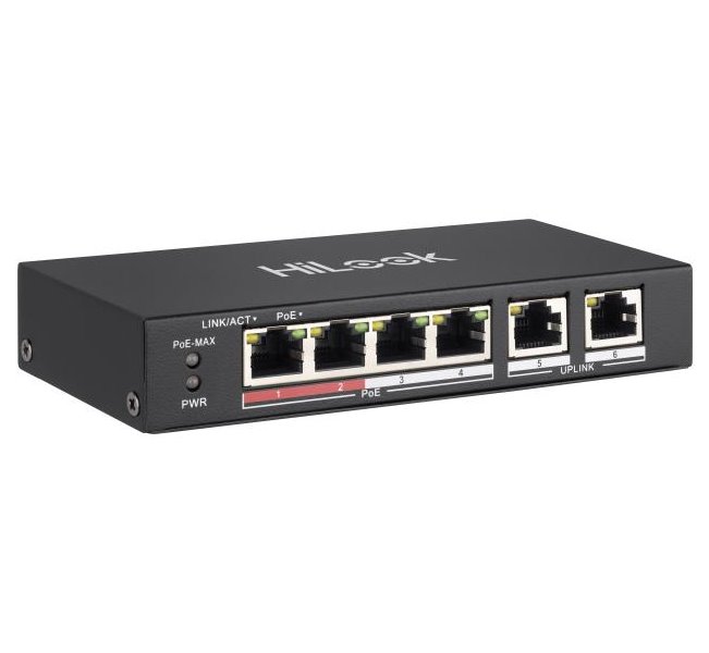 HiLook Powered by HIKVISION switch NS-0106P-35/ 4x port/ 10/100 Mbps RJ45 ports PoE / 2x 100 Mbps uplink 301802037