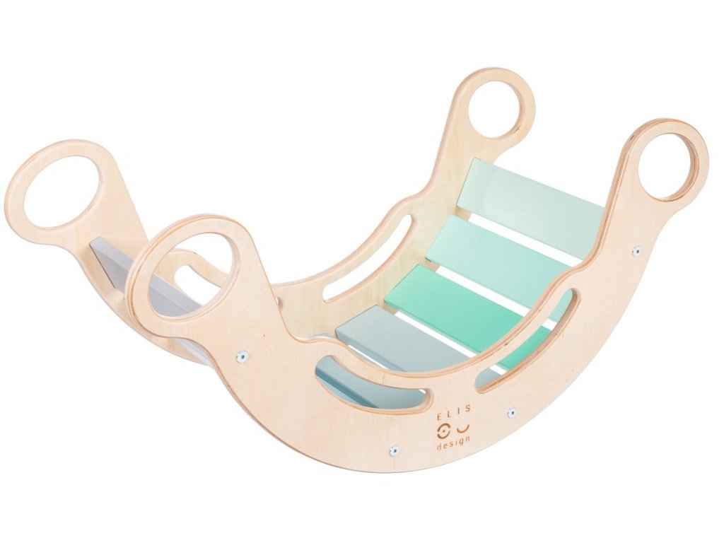 Hojdačka Elis design Montessori duhová, 5v1 pro kluky - tyrkysová ED9272/LAK5
