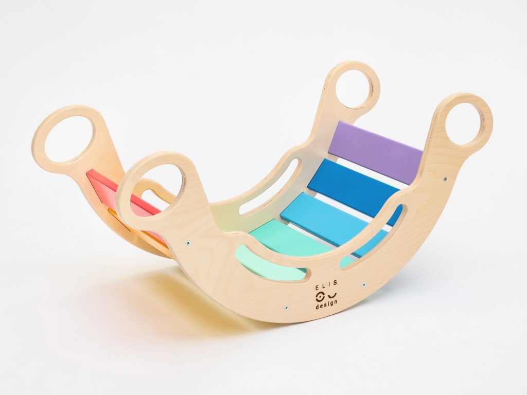 Hojdačka Elis design Montessori duhová fresh, 5v1 ED4746/LAK4