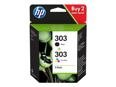 HP 303 Combo Pack - 2-balení - černá, trojbarevná dye-based - originál - inkoustová cartridge - pro 3YM92AE