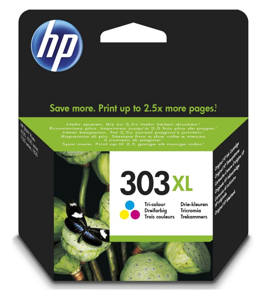 HP 303XL High Yield Tri-color originální Ink Cartridge T6N03AE