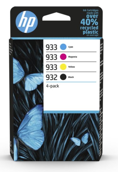 HP 932 Black / 933 CMY Original Ink Cartridge 4-Pack 6ZC71AE