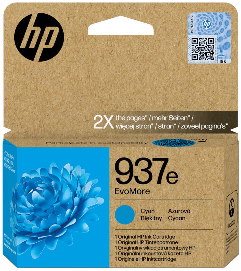 HP 937e Azurová EvoMore originální inkoustová kazeta 4S6W6NE