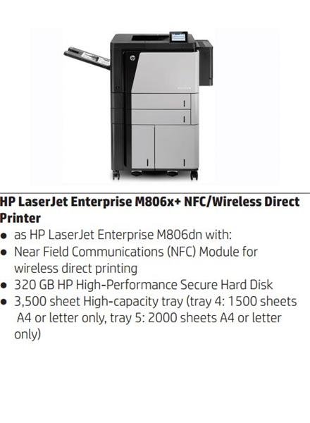 HP LaserJet Enterprise 800 M806x+ (A3, čb, 1200dpi, 56str/min, Duplex,USB, Ethernet) CZ245A