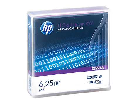 HP LTO-6 Ultrium 6.25TB MP RW Data Cartridge C7976A (1x LTO6 Ultrium 6.25TB MPRWDataCartridge + WriteOn Label)