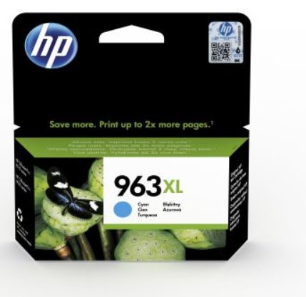 HP originál ink 3JA27AE, HP 963, cyan, 1600str., 22.92ml, high capacity, HP Officejet Pro 9010, 901