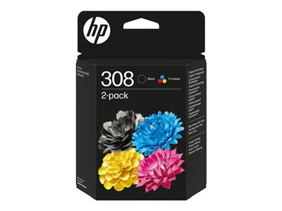 HP originál ink 6L6S6UE, HP 308, black/color, 160/120str., 2-pack