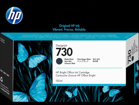 HP originál ink P2V65A, HP 730, matte black, 130ml, HP