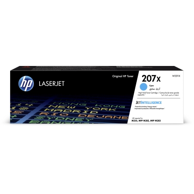 HP originál toner W2211X, cyan, 2450str., HP 207X, HP Color LaserJet Pro M255, MFP M282, M283