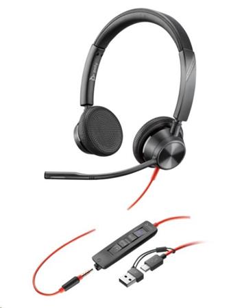 HP Poly Blackwire 3325 MS Teams náhlavná súprava, 3.5 mm jack + USB-C/A adaptér, stereo 8X222AA