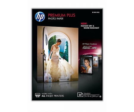 HP Premium Plus Glossy Photo Paper, foto papier, lesklý, biely, 13x18cm, 5x7", 300 g/m2, 20 ks CR676A