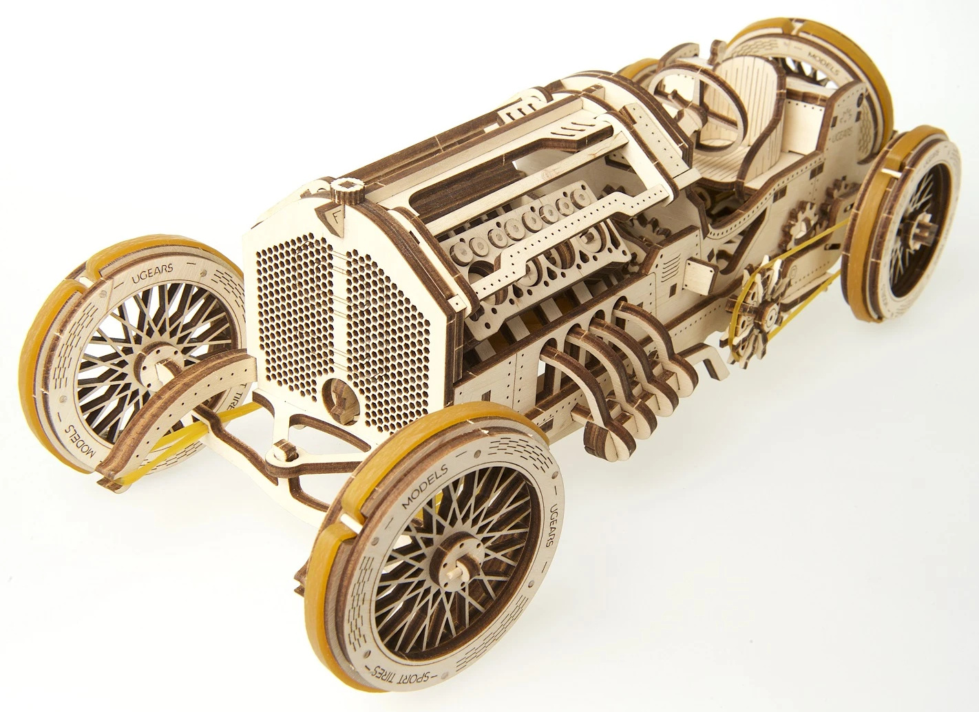 Hračka Ugears 3D drevené mechanické puzzle U9 Auto (Grand Prix) UG70035