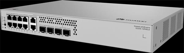 Huawei Data Communication,S220S,S220S-10PN4JX,S220S-10PN4JX(8*10/100/1000BASE-T ports (6*PoE+), 2*10/100/1000/2.5GBASE-