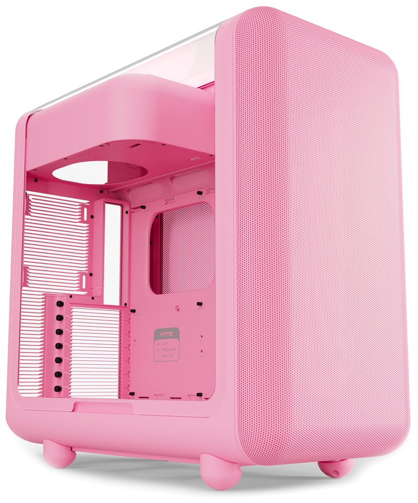 HYTE skříň X50 Strawberry Milk / prosklená zaoblená bočnice / bez zdroje / 1x USB-C / 2x USB-A / CS-HYTE-X50G-SM