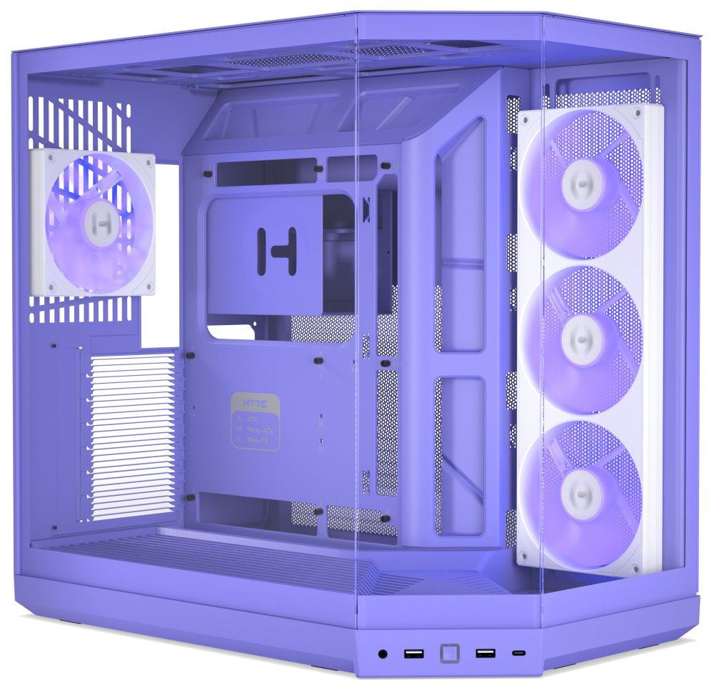 HYTE skříň Y50 ARGB Taro Milk / panoramatické sklo / dvě komory / 4x ARGB fan / bez zdroje / 1x USB-C CS-HYTE-Y50RGB-TM