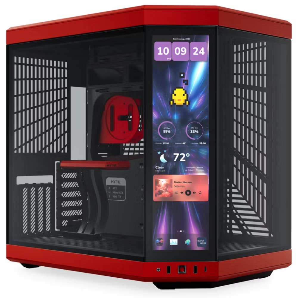 HYTE skříň Y70 Touch Infinite Black Cherry / 14,9" dotykový displej / levé a přední sklo / Riser PCIe CS-HYTE-Y70TTI-RB