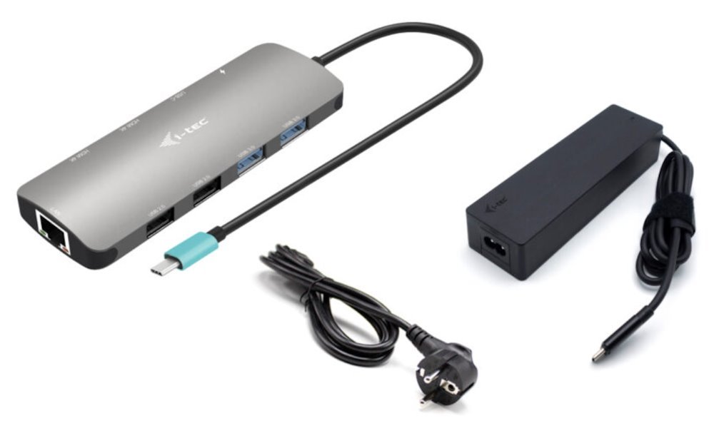 i-tec USB-C Metal Nano 2x HDMI Docking Station, PD 100W + Charger 100W (bundle) C31NANOHDM2D100