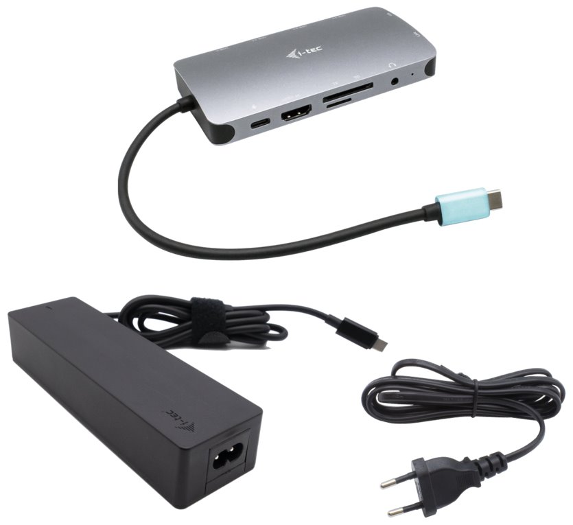 i-tec USB-C Metal Nano Dock HDMI/VGA with LAN + Power Delivery 100W + Charger 100W (bundle) C31NANOVGA100