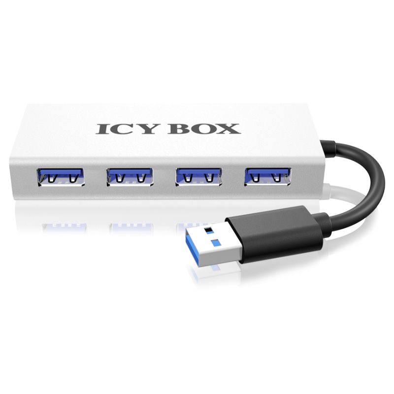 Icy Box 4xPort USB 3.0 Hub, Silver IB-AC6104