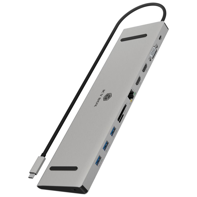 IcyBox Dokovacia stanica USB Type-C, 3xUSB 3.0, 2xHDMI, VGA, 100W IB-DK2106A-CPD
