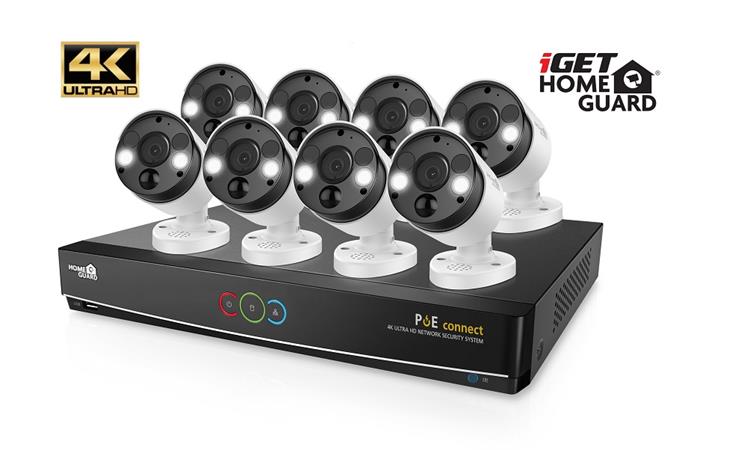 iGET HGNVK164908 - Kamerový UltraHD 4K PoE set, 16CH NVR + 8x IP 4K kamera, zvuk, SMART W/M/Andr/iOS