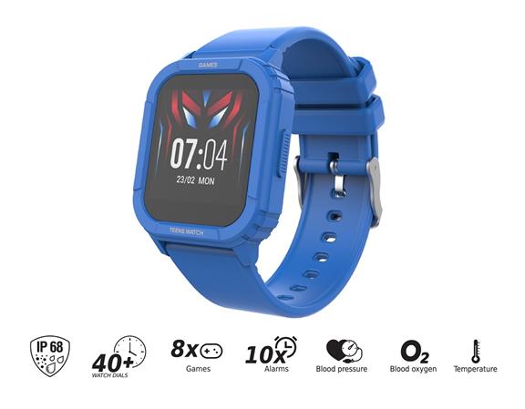 iGET KID F10 Blue - chytré dětské hodinky, IP68, 1,4" displ., 8 her, teplota, srdeční tep