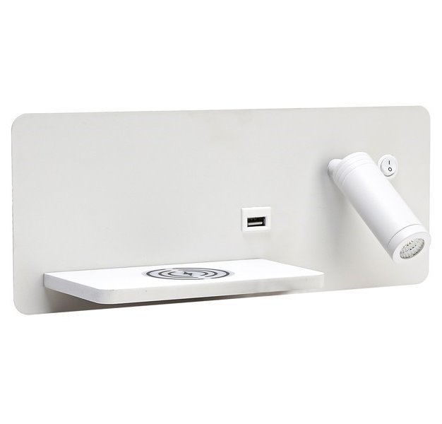 IMMAX LED Be PREPARE 4v1, bodové svítidlo s Qi nabíjením, USB, bílé, varianta levá 08286L