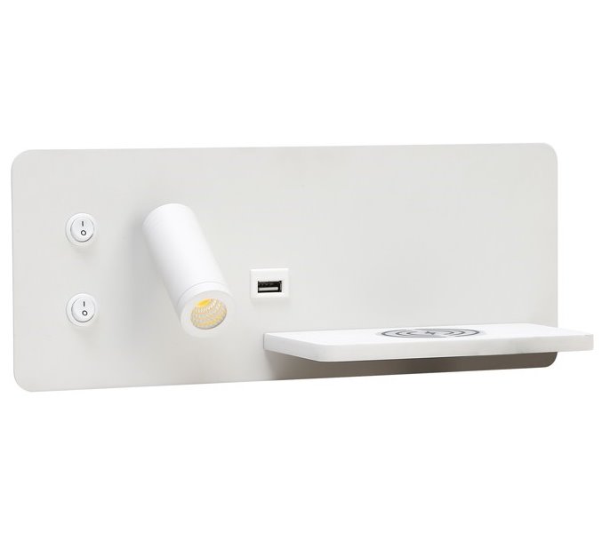 IMMAX LED Be PREPARE 4v1, bodové svítidlo s Qi nabíjením, USB, bílé, varianta pravá 08285L