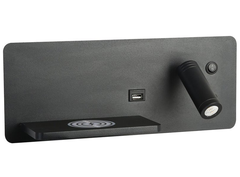 IMMAX LED Be PREPARE 4v1, bodové svítidlo s Qi nabíjením, USB, černá, varianta levá 08288L