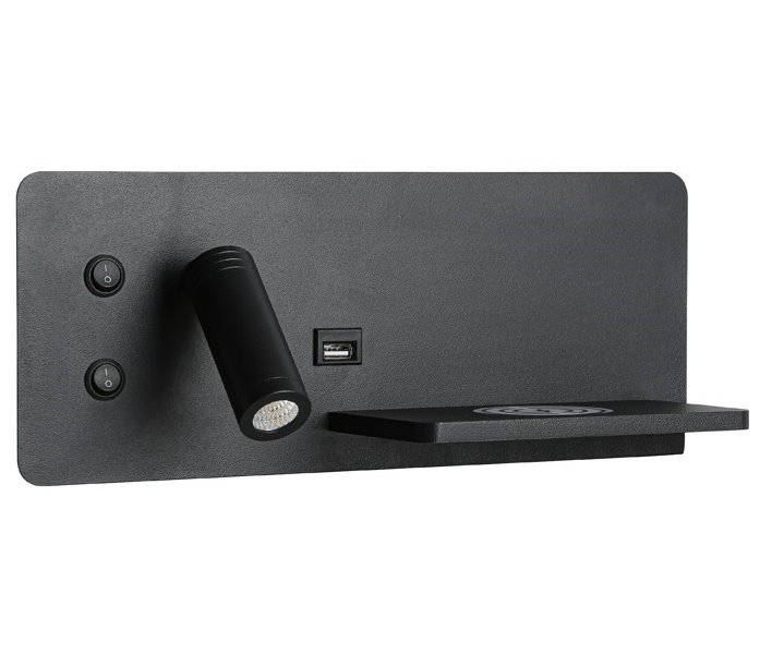 IMMAX LED Be PREPARE 4v1, bodové svítidlo s Qi nabíjením, USB, černé, varianta pravá 08287L