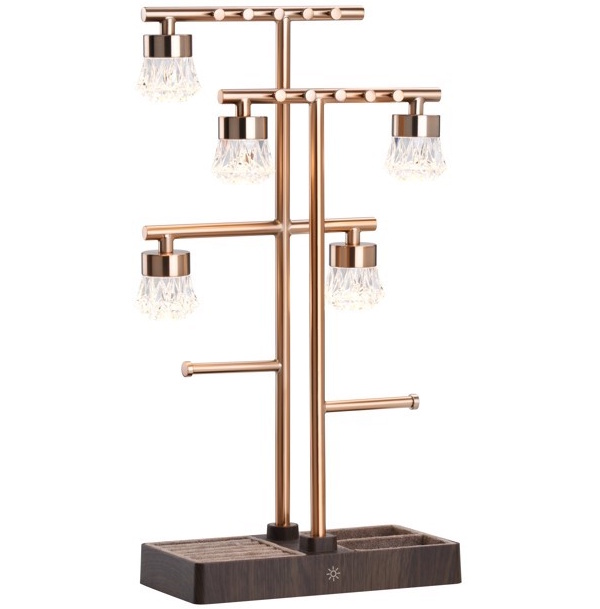 IMMAX LED dekorativní lampička 2v1 LUMITREE/ organizér na šperky/ 1,5W/ 5V/1A/ 3000K/ USB-C/ růžové zlato 09112L